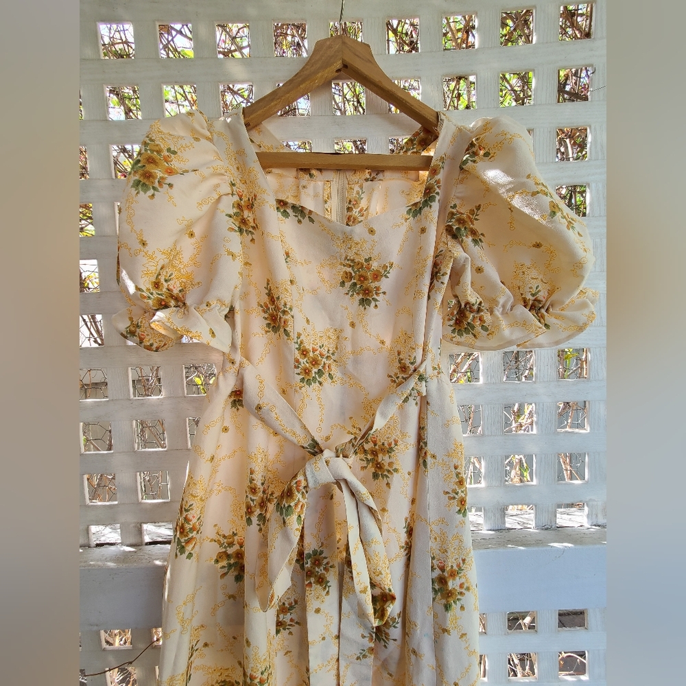 Cottagecore yellow and cream dress
